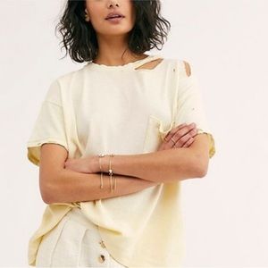 Free people yellow distressed shirt